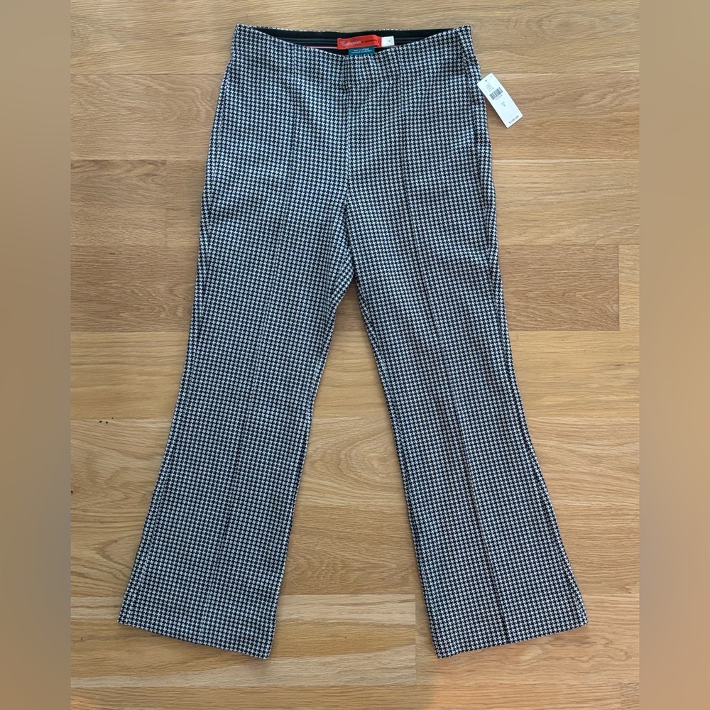 Cartonnier by Anthropologie Black and White stretch crop Houndstooth Pants